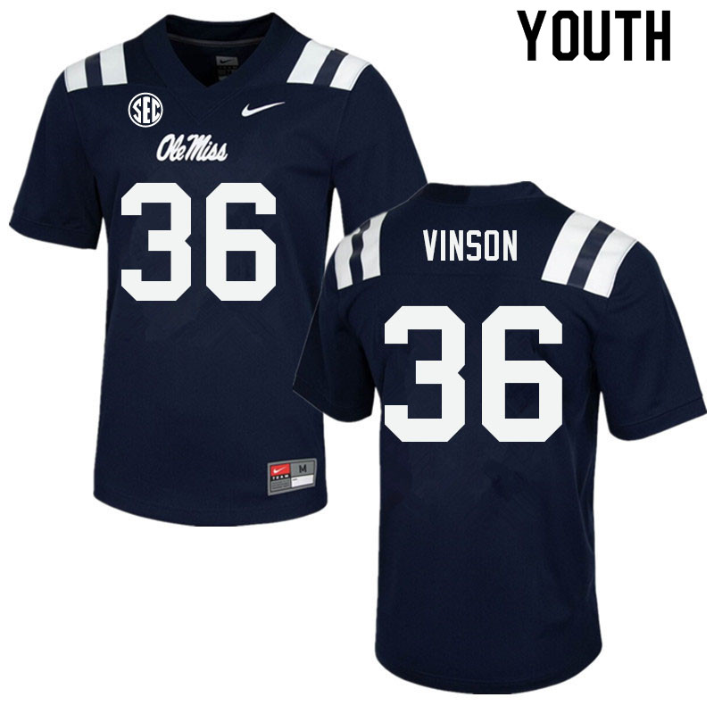 Rayf Vinson Ole Miss Rebels NCAA Youth Navy #36 Stitched Limited College Football Jersey ERB2358PX